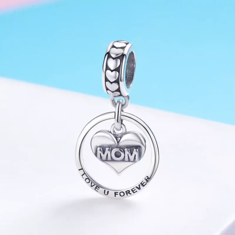 (imagen para) Estilo Pandora Plata Amor Mamá Dangle - SCC649 - Ver 3
