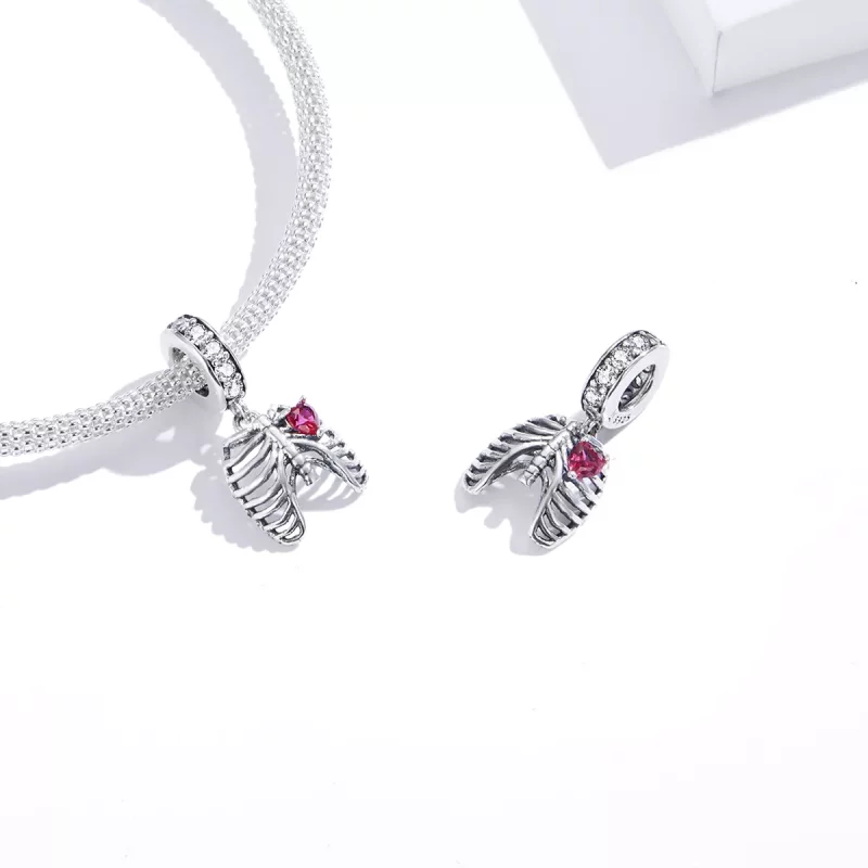 (imagen para) Estilo Pandora Plata Amor Voto de Costillas Colgante - SCC1459 - Ver 3