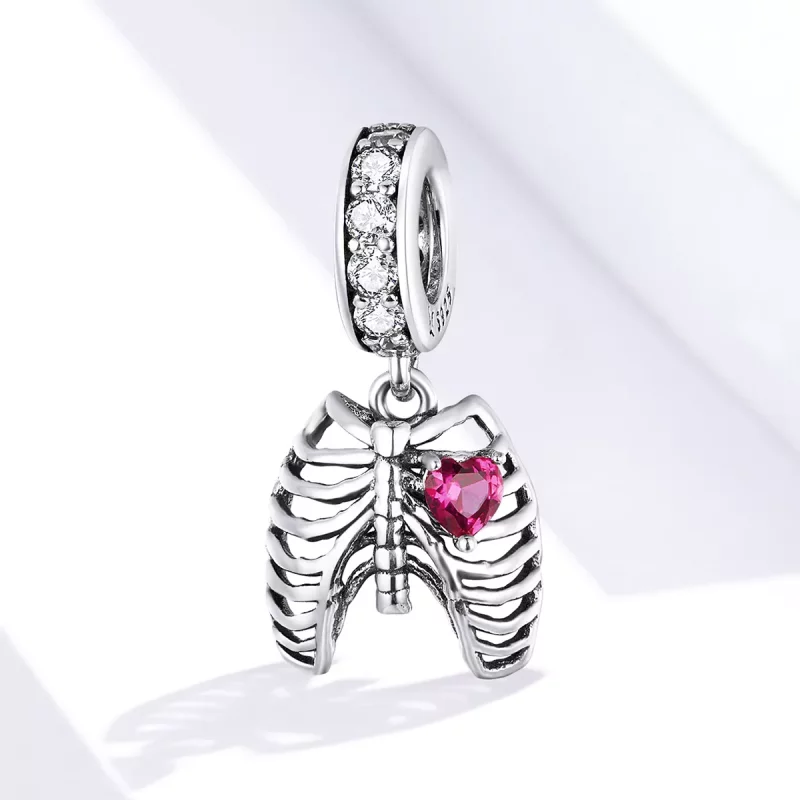 (imagen para) Estilo Pandora Plata Amor Voto de Costillas Colgante - SCC1459 - Ver 4