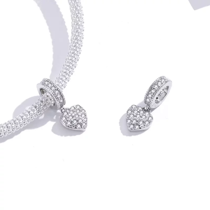 (imagen para) Estilo Pandora Plata Brillante Amor Dangling - BSC211 - Ver 3