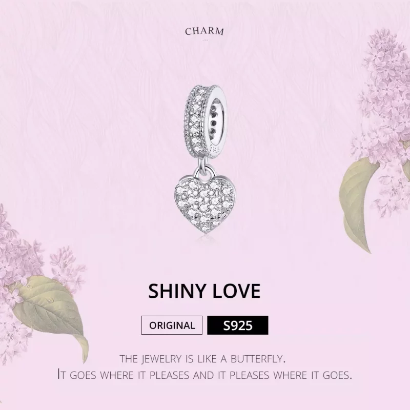 (imagen para) Estilo Pandora Plata Brillante Amor Dangling - BSC211 - Ver 5