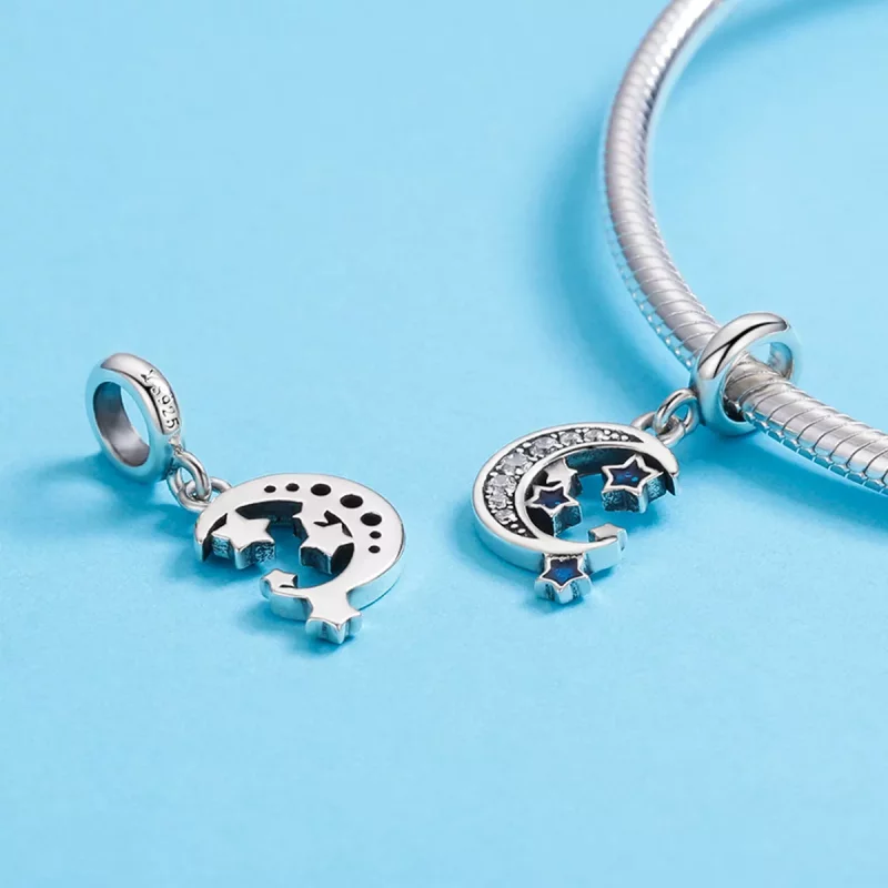 (imagen para) Estilo Pandora Plata Brillante Estrellas Colgante - SCC639 - Ver 3