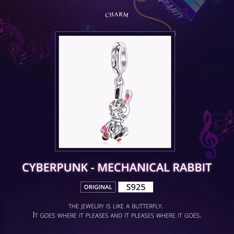 (imagen para) Estilo Pandora plata ciberpunk - Colgante de conejo mecánico - SCC1841 - Ver 5