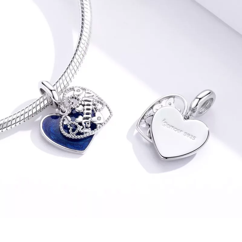 (imagen para) Estilo Pandora Plata Colgante de Letras de Familia - BSC293 - Ver 2