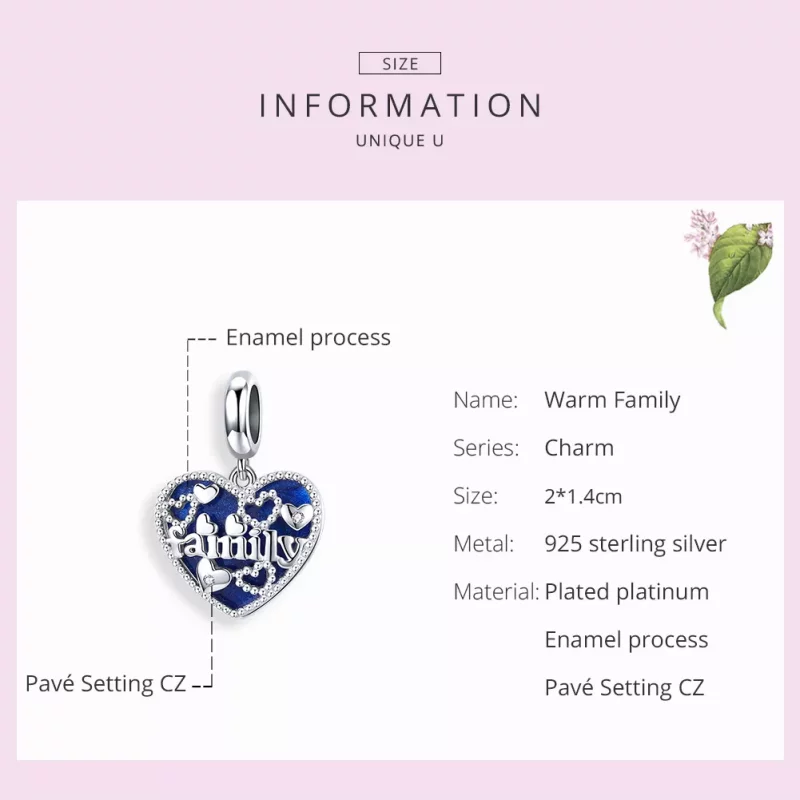 (imagen para) Estilo Pandora Plata Colgante de Letras de Familia - BSC293 - Ver 7