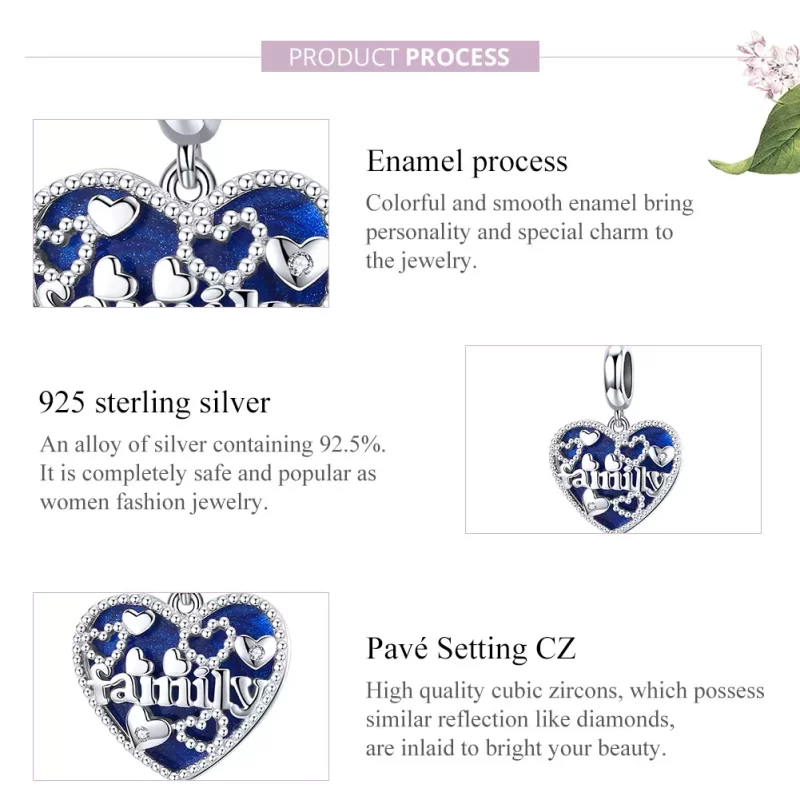 (imagen para) Estilo Pandora Plata Colgante de Letras de Familia - BSC293 - Ver 8