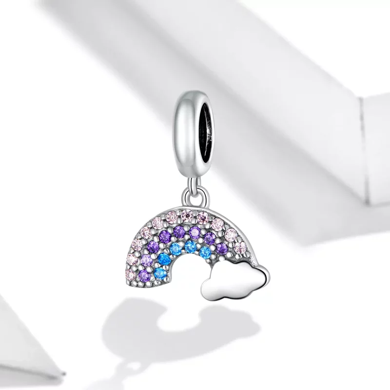 (imagen para) Estilo Pandora Plata Colorido Arcoíris Colgante - SCC1625 - Ver 2