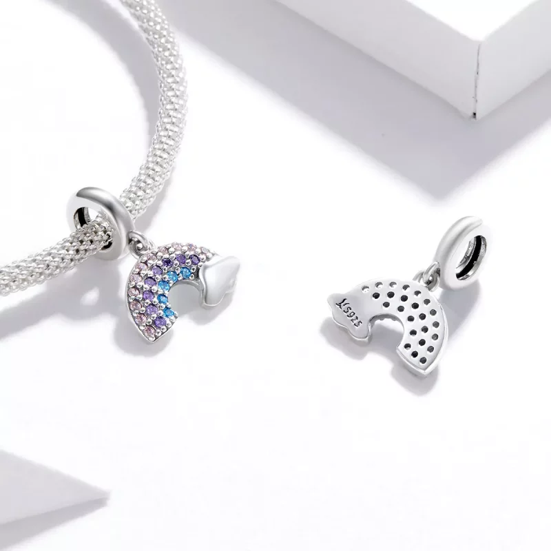 (imagen para) Estilo Pandora Plata Colorido Arcoíris Colgante - SCC1625 - Ver 4