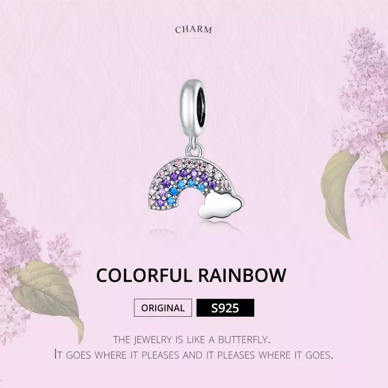 (imagen para) Estilo Pandora Plata Colorido Arcoíris Colgante - SCC1625 - Ver 6