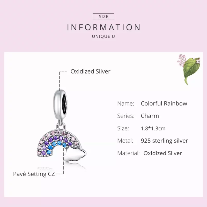 (imagen para) Estilo Pandora Plata Colorido Arcoíris Colgante - SCC1625 - Ver 7