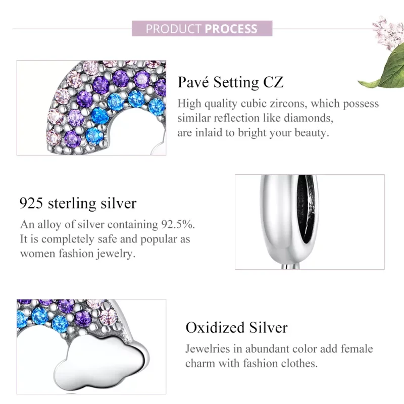 (imagen para) Estilo Pandora Plata Colorido Arcoíris Colgante - SCC1625 - Ver 8
