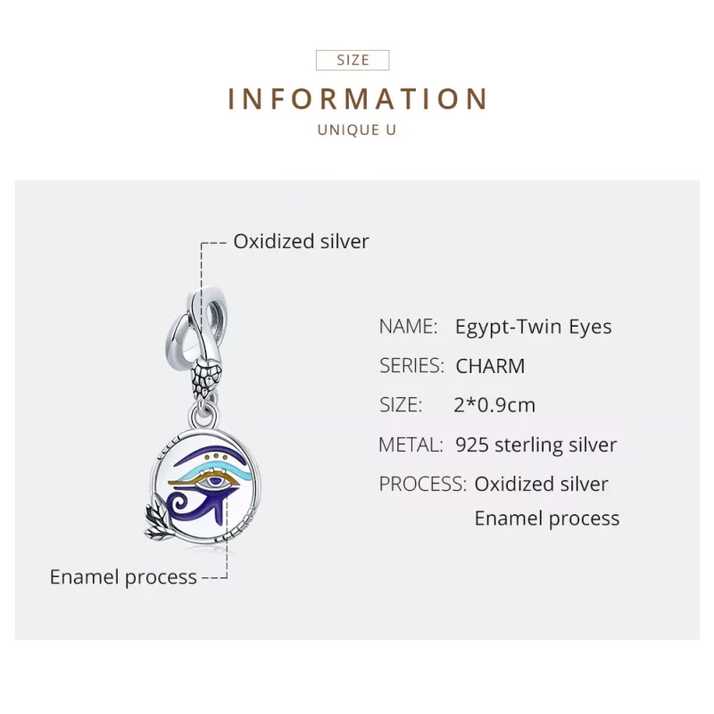 (imagen para) Estilo Pandora Plata Egipto - Colgante de Ojos Gemelos - SCC1857 - Ver 7