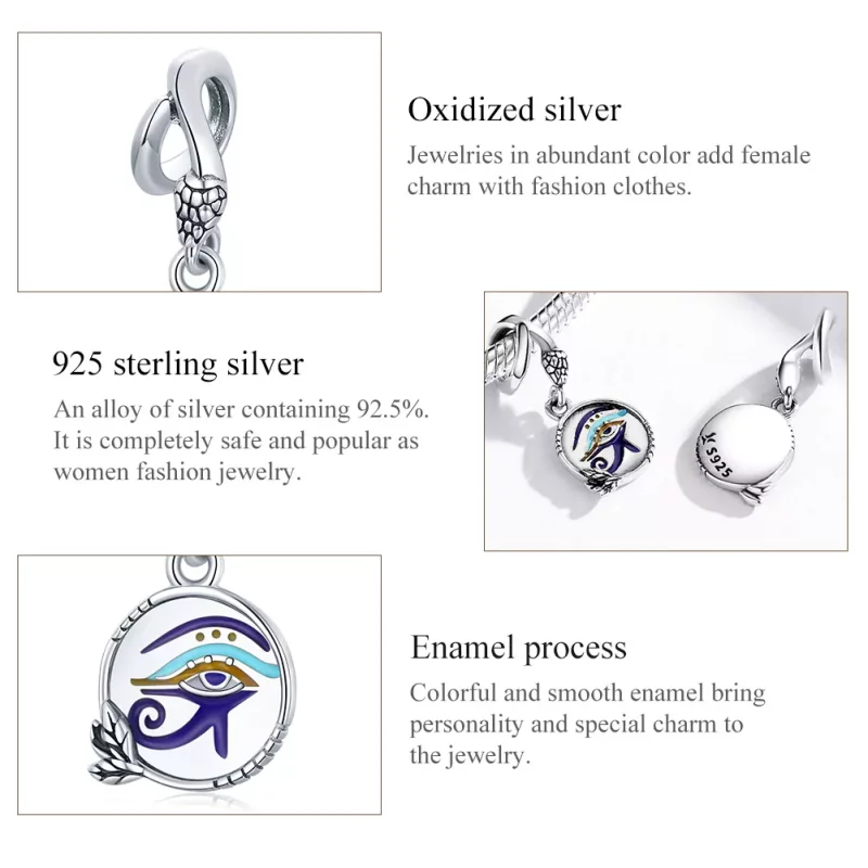 (imagen para) Estilo Pandora Plata Egipto - Colgante de Ojos Gemelos - SCC1857 - Ver 8