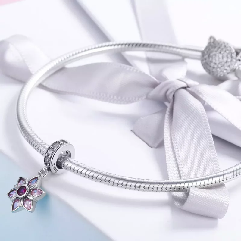 (imagen para) Estilo Pandora Plata El Baile de las Flores Dangle - SCC840 - Ver 4
