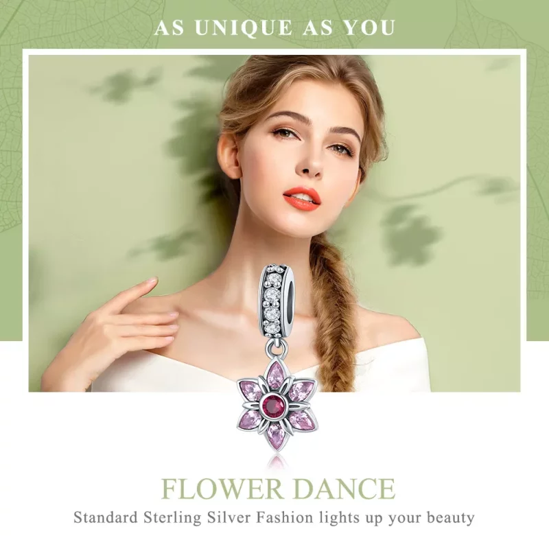 (imagen para) Estilo Pandora Plata El Baile de las Flores Dangle - SCC840 - Ver 6