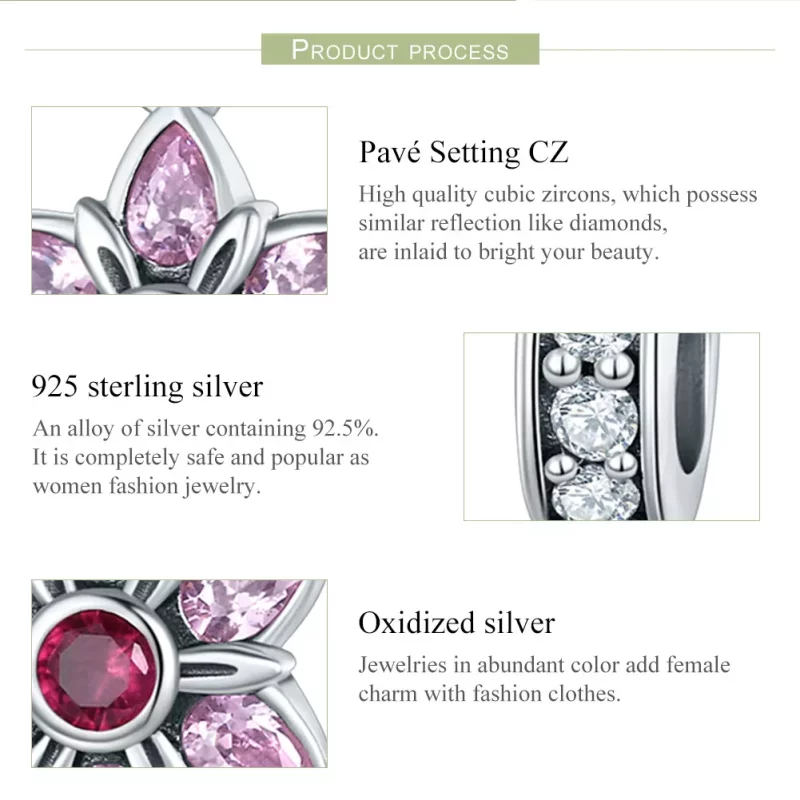 (imagen para) Estilo Pandora Plata El Baile de las Flores Dangle - SCC840 - Ver 7