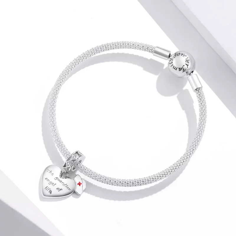 (imagen para) Estilo Pandora Plata El Guardián del Ángel de la Vida Dangle - BSC307 - Ver 3