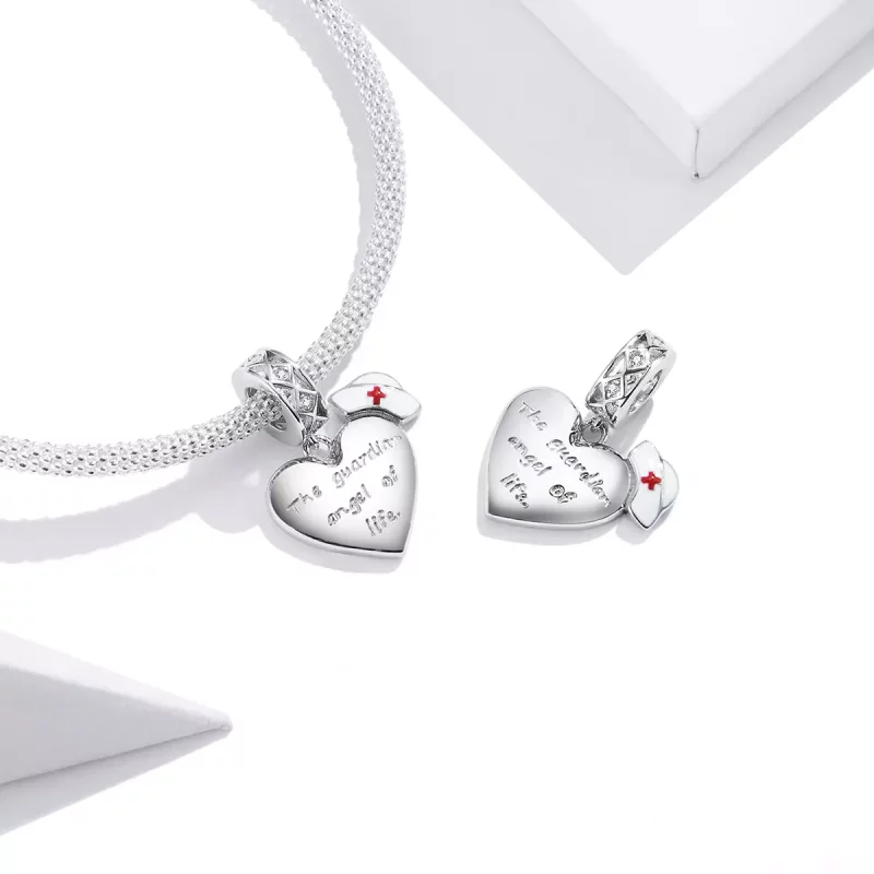 (imagen para) Estilo Pandora Plata El Guardián del Ángel de la Vida Dangle - BSC307 - Ver 4