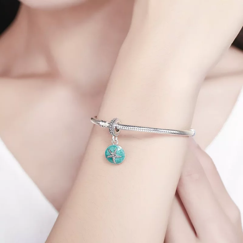 (imagen para) Estilo Pandora Plata Estilo Verano Azul Mar Colgante - SCC136 - Ver 7