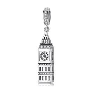 (imagen para) Estilo Pandora Plata Gran Bretaña Big Ben Dangle - SCC868
