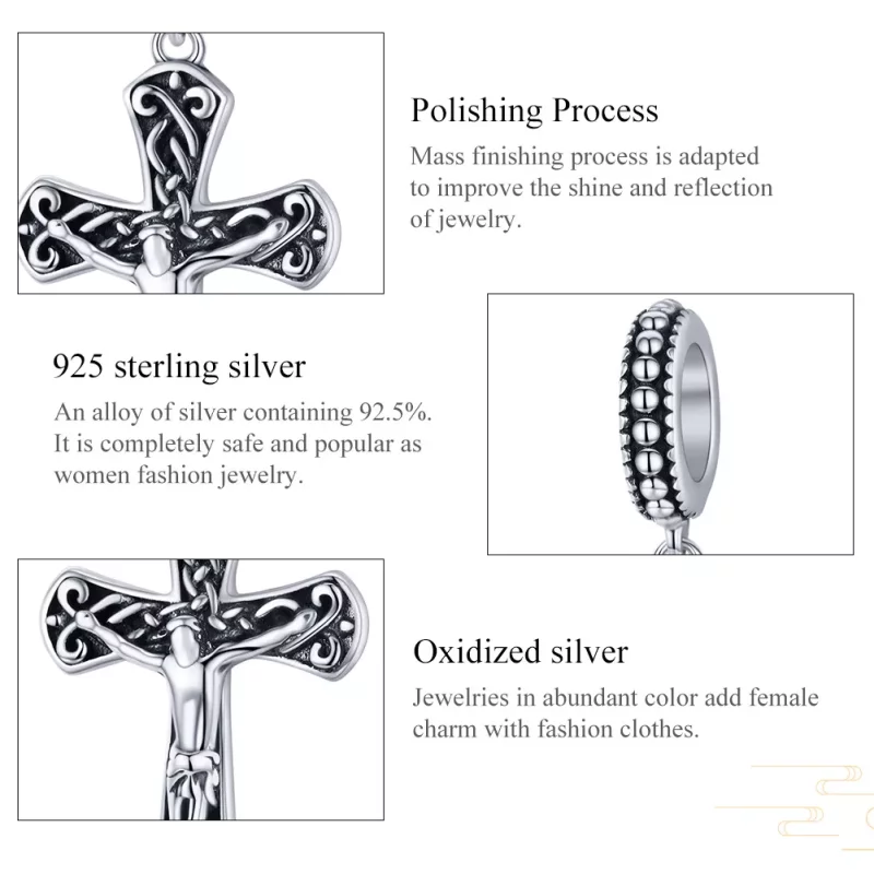 (imagen para) Estilo Pandora Plata La Cruz de Jesús Colgante - SCC1407 - Ver 6