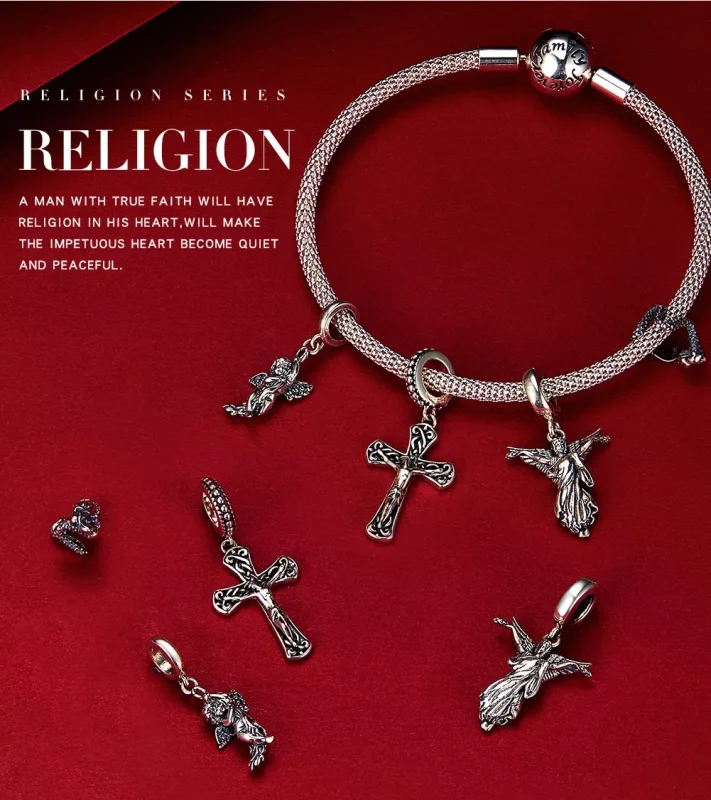 (imagen para) Estilo Pandora Plata La Cruz de Jesús Colgante - SCC1407 - Ver 7
