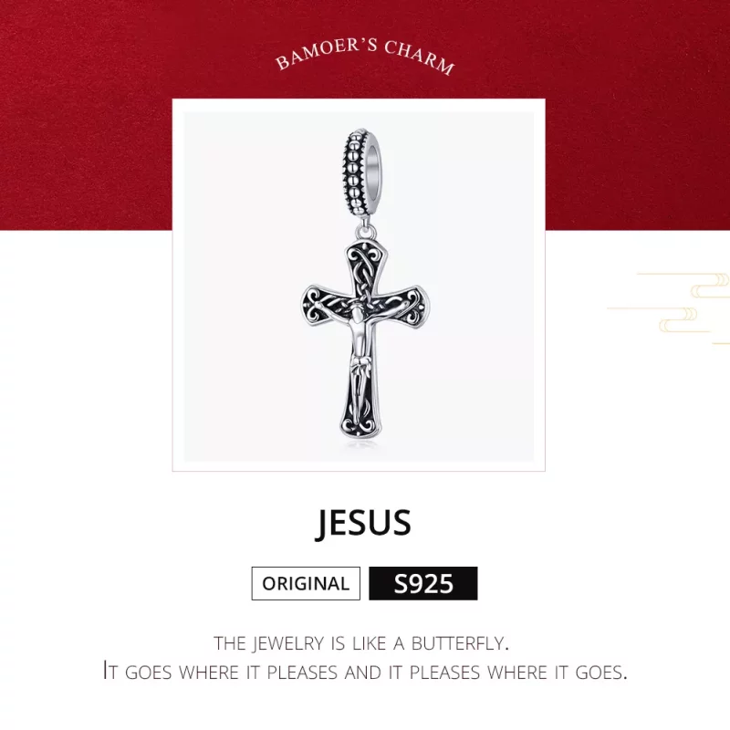 (imagen para) Estilo Pandora Plata La Cruz de Jesús Colgante - SCC1407 - Ver 8