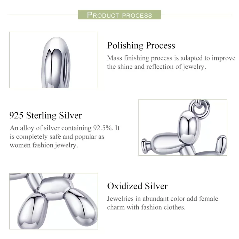 (imagen para) Estilo Pandora Plata Lindo Colgante de Perro de Globos - SCC981 - Ver 7
