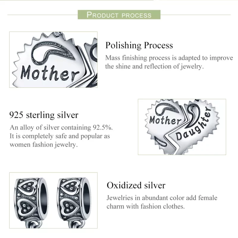 (imagen para) Estilo Pandora Plata Madre e Hija Colgante - SCC427 - Ver 7