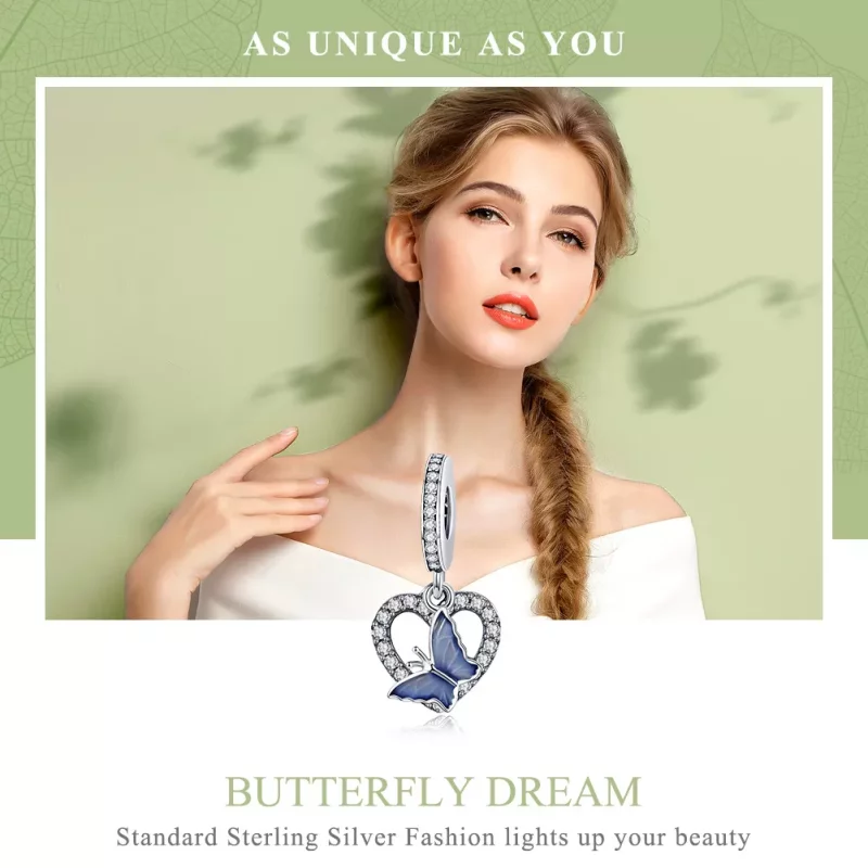 (imagen para) Estilo Pandora Plata Mariposa Sueño Colgante - SCC818 - Ver 6