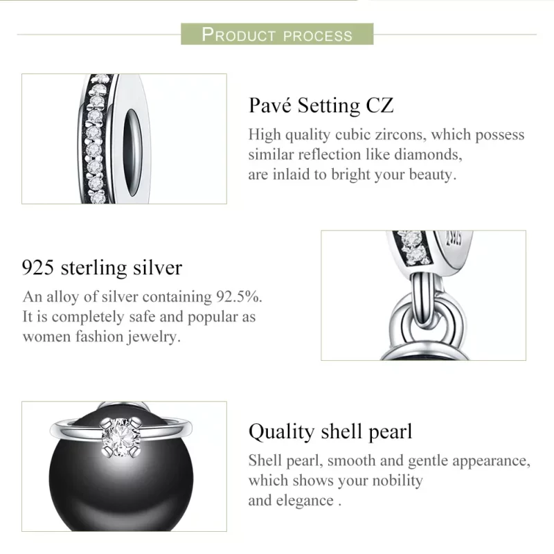 (imagen para) Estilo Pandora Plata Prestigio Perlas Colgante - SCC572 - Ver 8