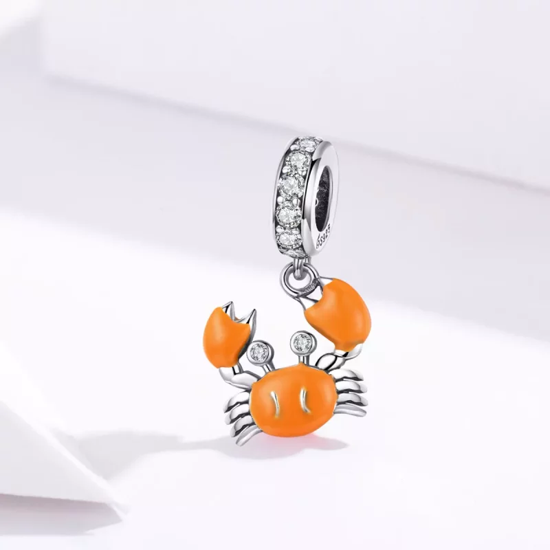 (imagen para) Estilo Pandora Plata Verano Cangrejo Dangle - BSC076 - Ver 2