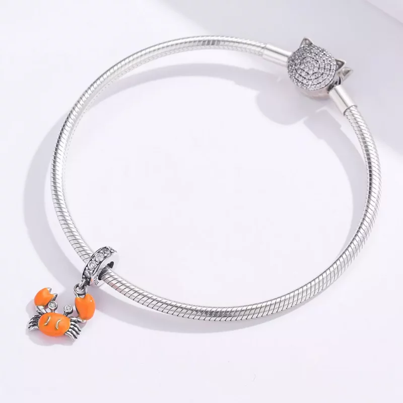 (imagen para) Estilo Pandora Plata Verano Cangrejo Dangle - BSC076 - Ver 3