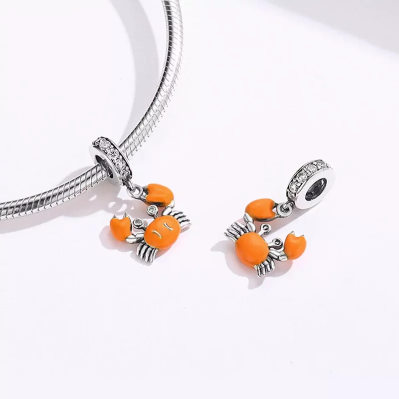 (imagen para) Estilo Pandora Plata Verano Cangrejo Dangle - BSC076 - Ver 4