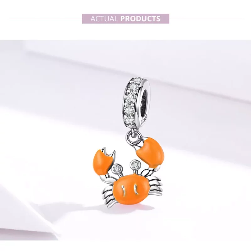 (imagen para) Estilo Pandora Plata Verano Cangrejo Dangle - BSC076 - Ver 7
