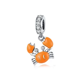Estilo Pandora Plata Verano Cangrejo Dangle - BSC076 (imagen para) Estilo Pandora Plata Verano Cangrejo Dangle - BSC076
