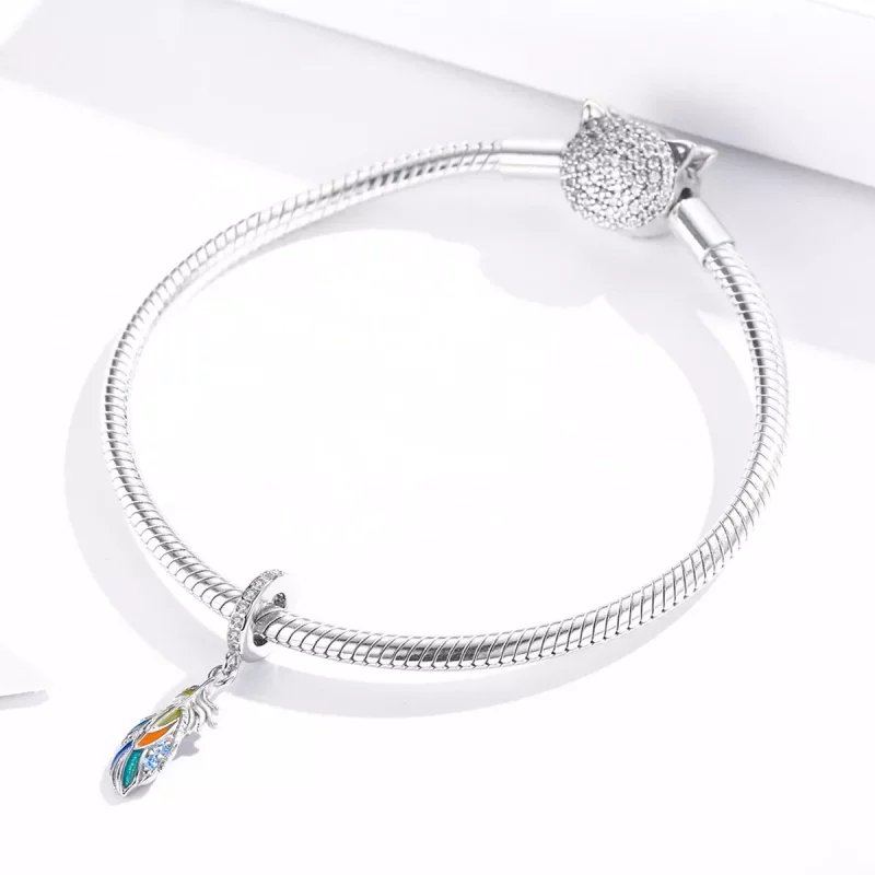 (imagen para) Estilo Pandora Plumas Coloridas Colgante - BSC304 - Ver 3