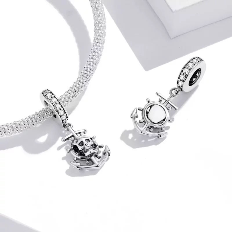(imagen para) Estilo Pandora Viaje Mundial - Colgante de Barco Pirata Esqueleto - SCC2030 - Ver 4