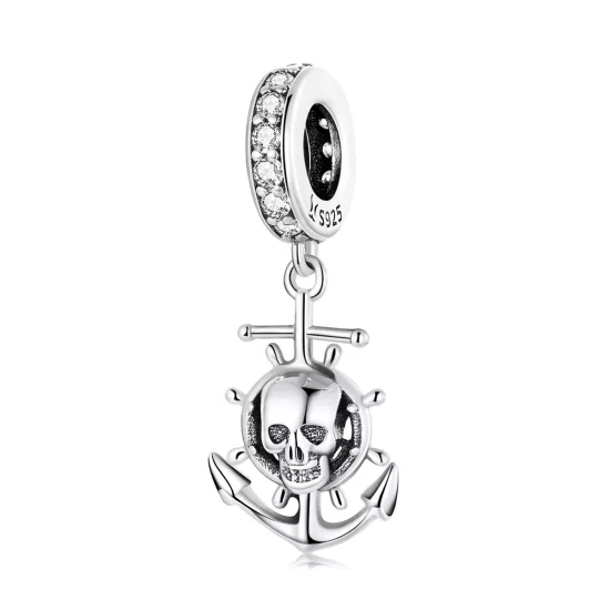 (imagen para) Estilo Pandora Viaje Mundial - Colgante de Barco Pirata Esqueleto - SCC2030