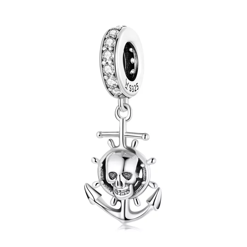 (imagen para) Estilo Pandora Viaje Mundial - Colgante de Barco Pirata Esqueleto - SCC2030