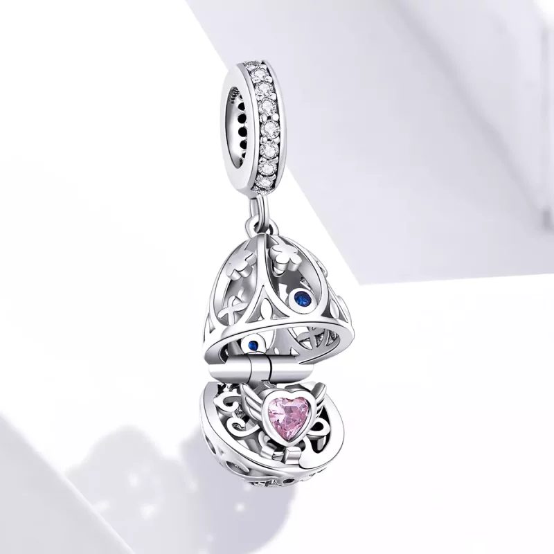 (imagen para) Huevo de Pascua de Plata estilo Pandora con colgante de tesoro - SCC1465 - Ver 2