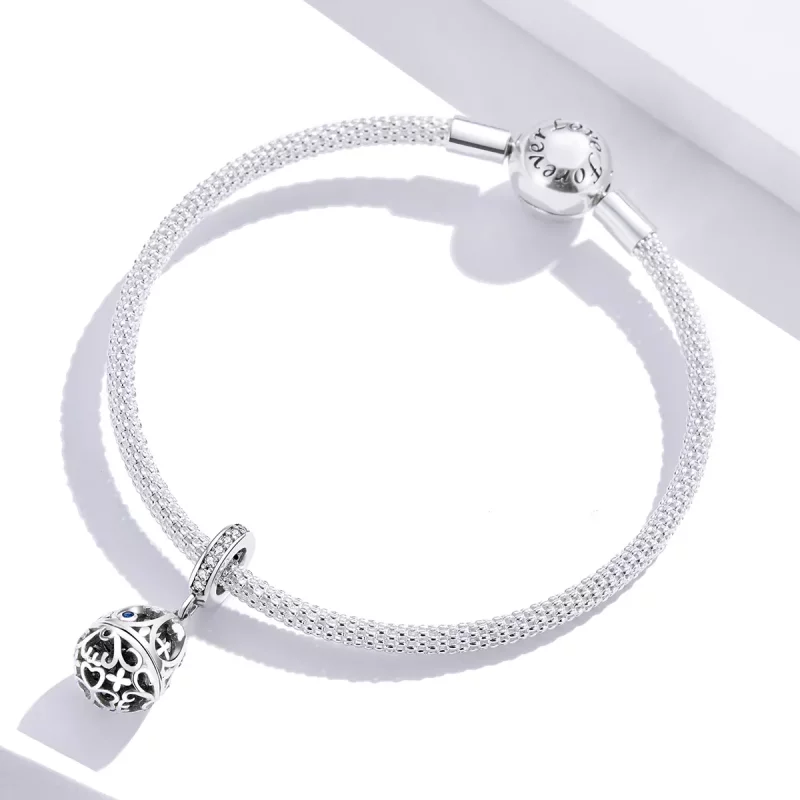 (imagen para) Huevo de Pascua de Plata estilo Pandora con colgante de tesoro - SCC1465 - Ver 3