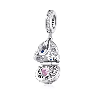 Huevo de Pascua de Plata estilo Pandora con colgante de tesoro - SCC1465 (imagen para) Huevo de Pascua de Plata estilo Pandora con colgante de tesoro - SCC1465