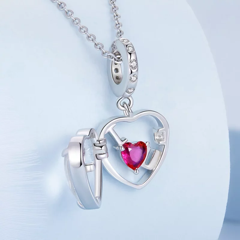 (imagen para) Locket estilo Pandora con colgante "I love you" - BSC681 - Ver 2