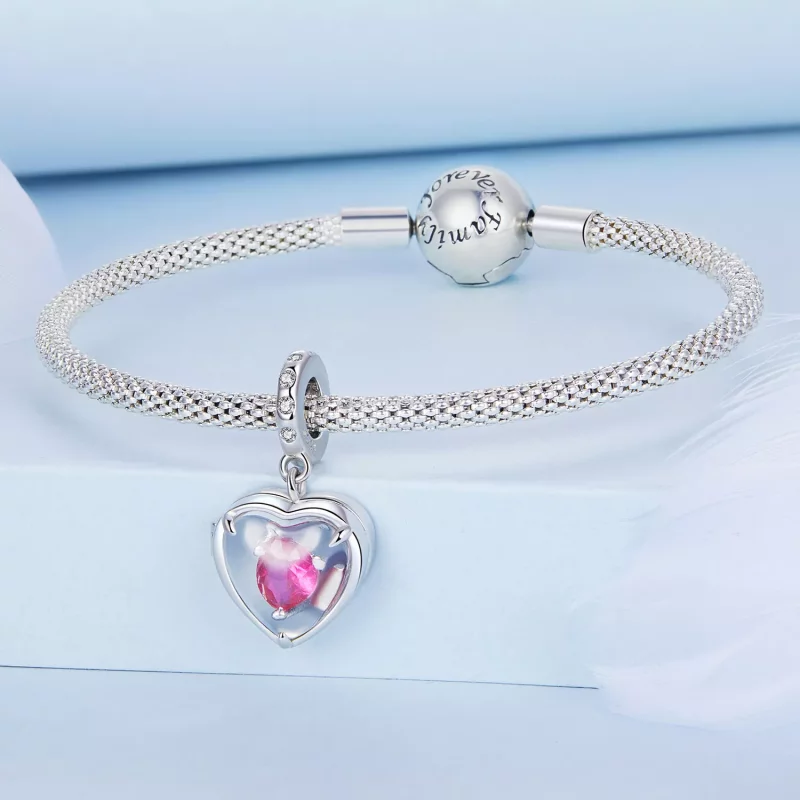 (imagen para) Locket estilo Pandora con colgante "I love you" - BSC681 - Ver 3