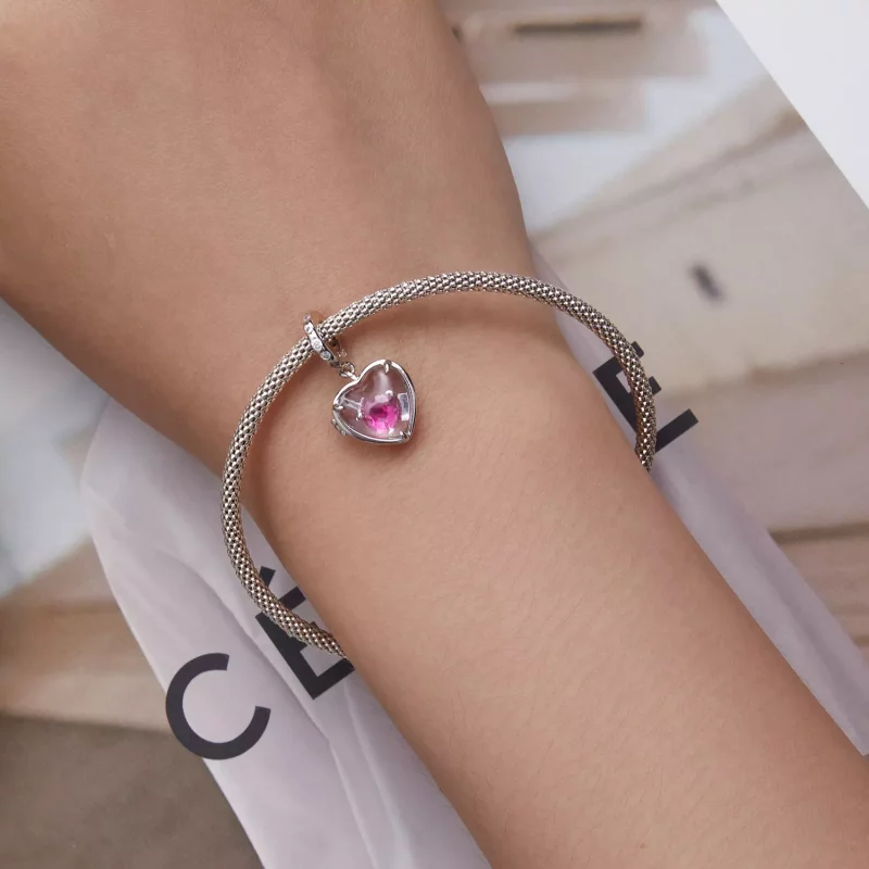 (imagen para) Locket estilo Pandora con colgante "I love you" - BSC681 - Ver 5