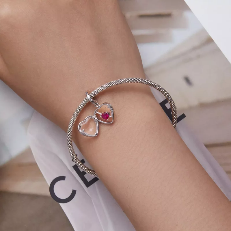 (imagen para) Locket estilo Pandora con colgante "I love you" - BSC681 - Ver 6