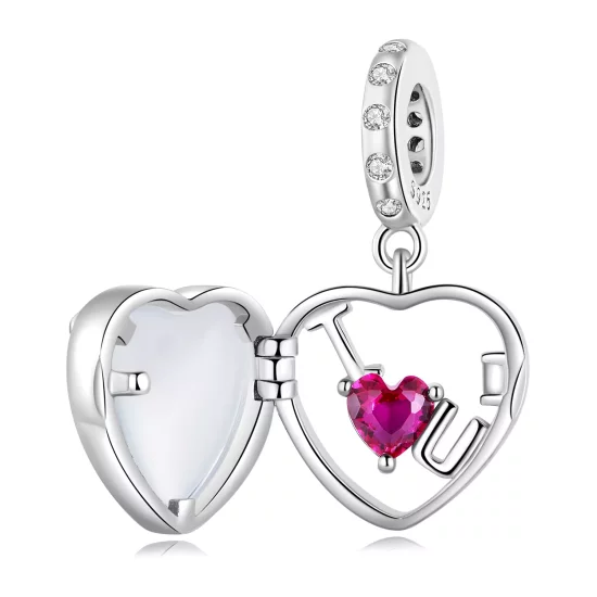 (imagen para) Locket estilo Pandora con colgante "I love you" - BSC681
