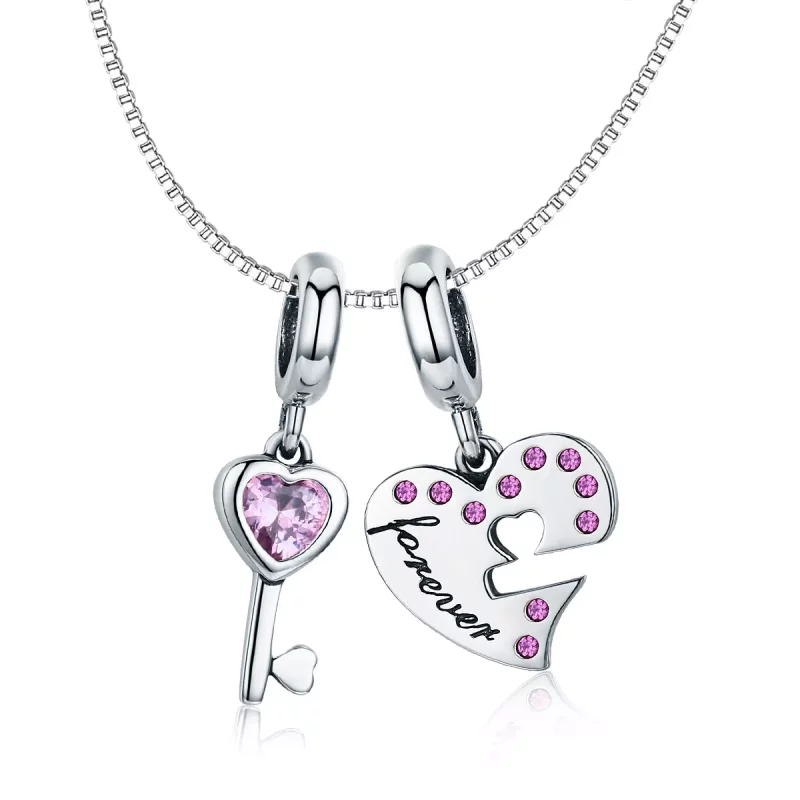 (imagen para) Pandora Estilo Llavero de Plata en Forma de Llave del Corazón Dangle - SCC638 - Ver 2