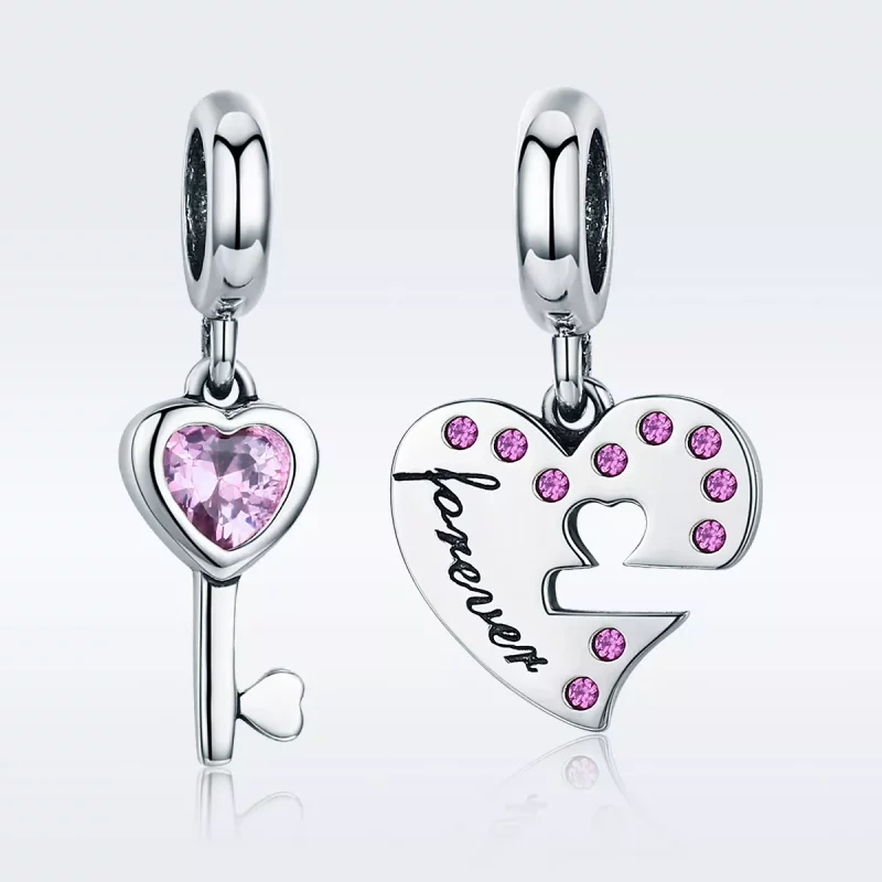 (imagen para) Pandora Estilo Llavero de Plata en Forma de Llave del Corazón Dangle - SCC638 - Ver 3
